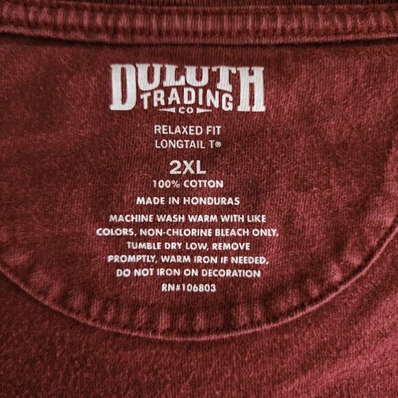 Duluth Trading Mens Longtail T Angry Beaver Logo Long Sleeve Red Relaxed Fit 2XL - Picture 6 of 7